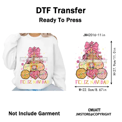 Tis The Season Pan Dulce Mexican Xmas Tuki Donkey Spanish Christmas Latin Iron on DTF Transfers Stickers Ready to Press for Text