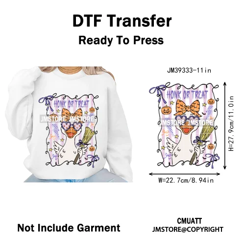 Ghost Spooky Mama Season Trick or Treat Coquette Bow Halloween Iron on DTF Washable Transfer Sticker Ready to Press for Clothing