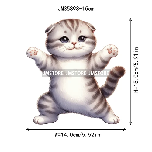 15cm 5.9in Kids Yoga Kungfu Cat Iron On Transfer Stickers For Clothes DTF Printed Vinyl Thermal Appliques Washable T-Shirt Decal