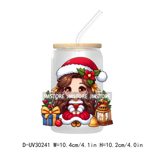 Princess Christmas Cartoon Friends UV DTF Transfer Stickers Decals For Libbey Cold Cups Mugs Tumbler High Quality Xmas Gift Tree