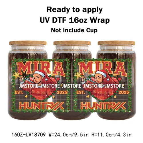 Demon Hunters Kpop Christmas Party UV DTF Stickers Ready To Apply Cup Wrap Durable Custom Prints DIY Craft For Libbey Can Glass