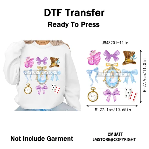 Colorful Girly Coquette Cartoon Princess Family Trip Iron on Washable DTF Heat Transfers Stickers Ready to Press for Clothing
