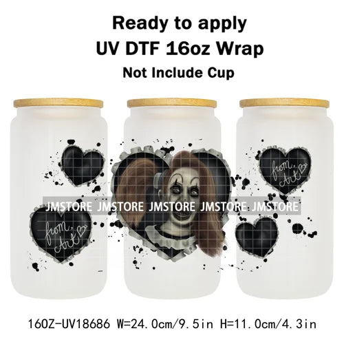 Halloween Nightmare Spooky Season 16OZ UV DTF Cup Wraps Ready To Apply Waterproof Transfer Stickers For Libbey Glass Can Tumbler
