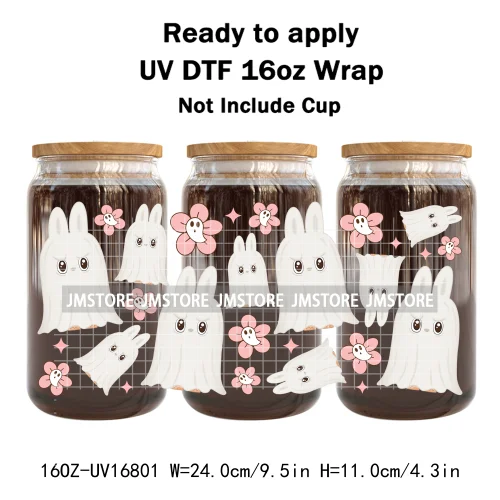 Laboo Killers Horror Halloween Monster Doll UV DTF Wraps Transfer Sticker Waterproof High Quality For 16OZ Libbey Glass Can Mugs