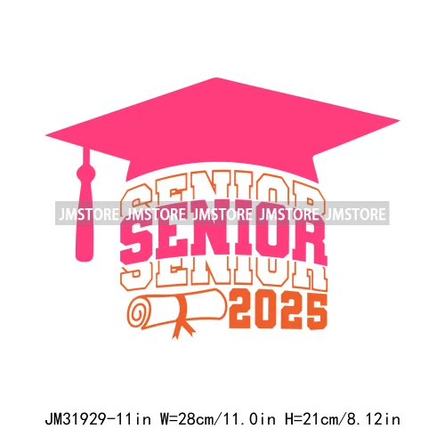 New High School Pink Senior 2025 Grad Squad 2k25 Senior Year Coquette Iron On DTF Transfers Stickers Ready To Press For Hoodies