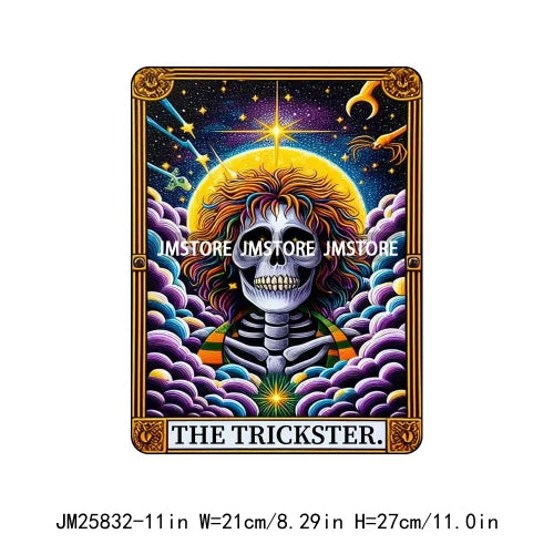 New Halloween Trickster Killer Scary Characters Tarot Cards Thermal Logos DTF Iron On Heat Press Transfers Stickers For Clothes