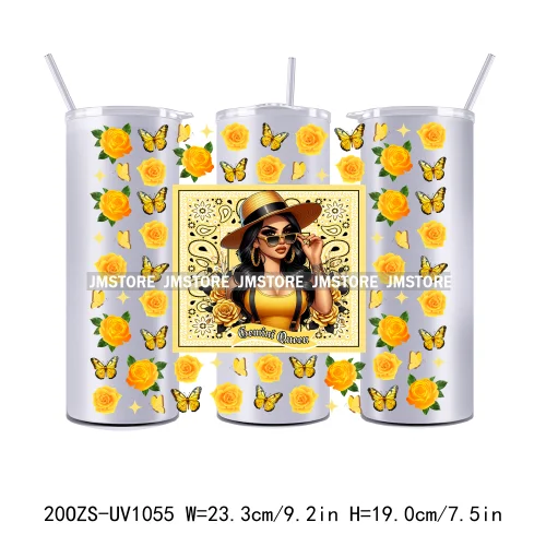 12 Zodiac Queen Chicana 20OZ Straight Skinny Tumbler Wrap Ready To Apply UV DTF Transfer Stickers Waterproof Prints For Tumbler