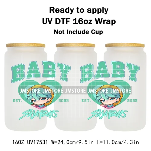 Kpop Demon Boy Band Soda Pop Hunter Girls 16OZ UV DTF Cup Wraps Ready To Apply Waterproof Transfer Stickers For Libbey Glass Can