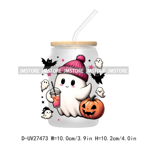 Trick or Teach Ghouls Halloween UV DTF Transfer Stickers Decals For Libbey Cold Cups Mugs Tumbler Waterproof Label Spooky Season