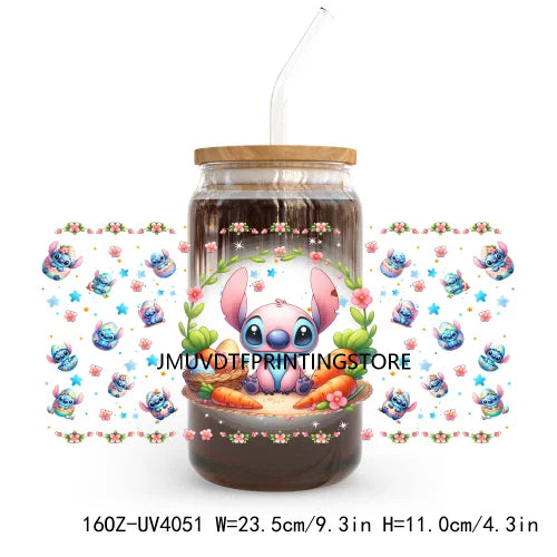 Cartoon Easter Character 16OZ UV DTF Cup Wrap Transfers Stickers Custom Label DIY Waterproof Logo For Libbey Glass Can Egg Bunny