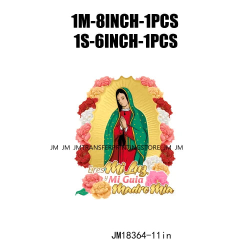 San Judas Tadeo Mexican Latin Culture Washable Decals Madre Mia Our Lady of Guadalupe DTF Transfers Stickers For Clothes Bags