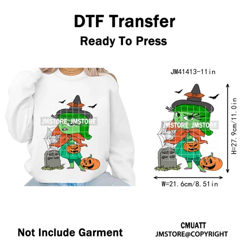Funny Cartoon Movie Character Halloween Pumpkin Coquette Iron on DTF Washable Heat Transfer Stickers Ready to Press for Clothes