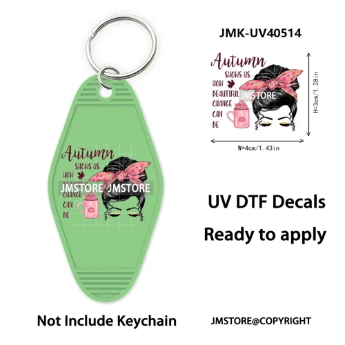 Hello Pumpkin Fall Thanksgiving Gnome UV DTF Motel Keychain Wraps Ready To Apply Waterproof High Quality Hotel Keychain Decals