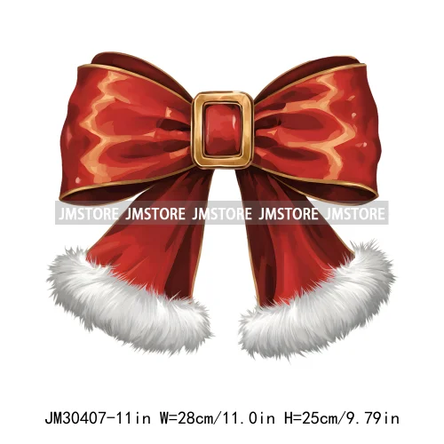 Coquette Bow Girly Christmas Merry White Holidays Santa Christian Xmas Iron On DTF Transfers Sticker Ready To Press For Clothing