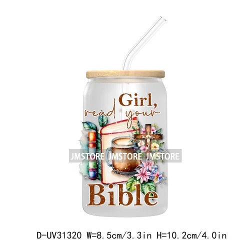 Christian Bible Verse UV DTF Transfer Stickers Decals For Libbey Cold Cups Mugs Tumbler Waterproof Custom Jesus Cross Flowers