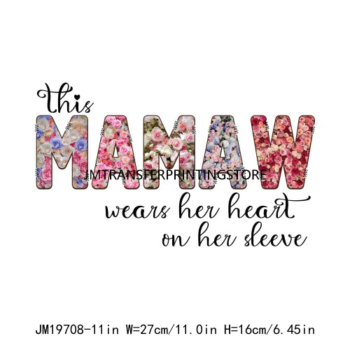 This Mama Loves Her Hearts On Her Sleeve Family Iron On DTF Transfers Ready To Press For Sweatshirts