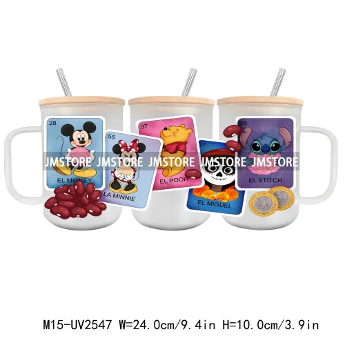 Cow Cartoon Cat UV DTF Sticker For 15OZ Mug Libbey Glass Cup Can Wrap Transfer Sticker Custom Labels DIY Logo Movie Characters