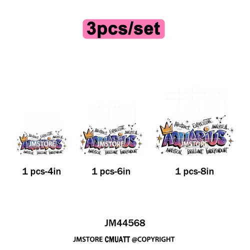 Zodiac Signs Graffiti Astrology Horoscopes Constellation  Iron on Washable DTF Transfer Sticker Ready to Press for T-shirts Bags