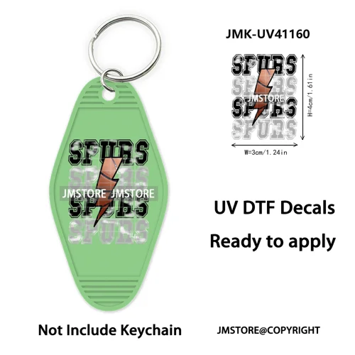Football Cowboys Coquette Bow Game Day UV DTF Motel Keychain Wraps Ready To Apply Waterproof High Quality Hotel Keychain Decals