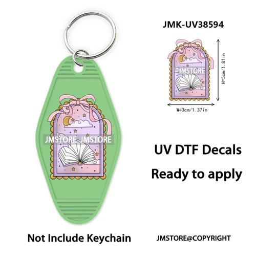 Positive Quotes Books Coffee Lover Girly UV DTF Motel Keychain Decal Ready To Ship Transfer Stickers Prints For Hotel Keychain