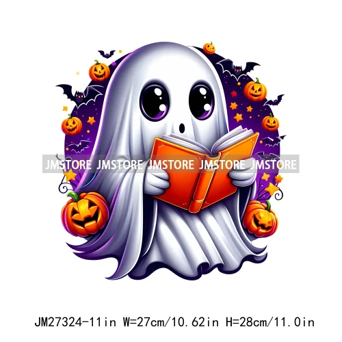 Cute Flower Ghost Bat Hey Boo Double Trouble Spooky Halloween Designs DTF Iron On Transfer Stickers Ready To Press For Clothing