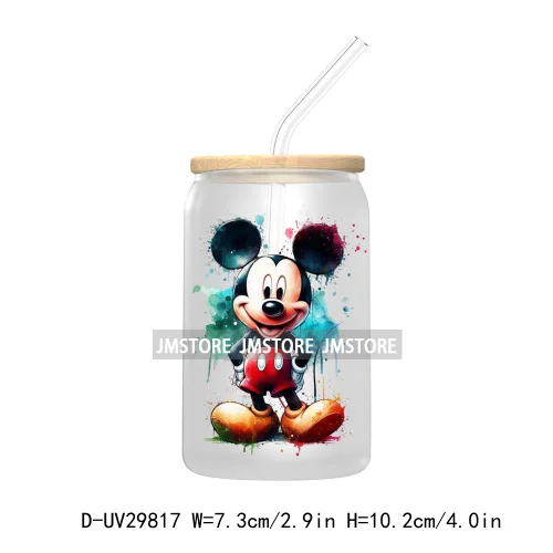 New Trendy Cartoon Mouse Couple Watercolor UV DTF Transfer Sticker Decals For Libbey Cold Cups Mugs Tumbler Animal Kingdom Vibes