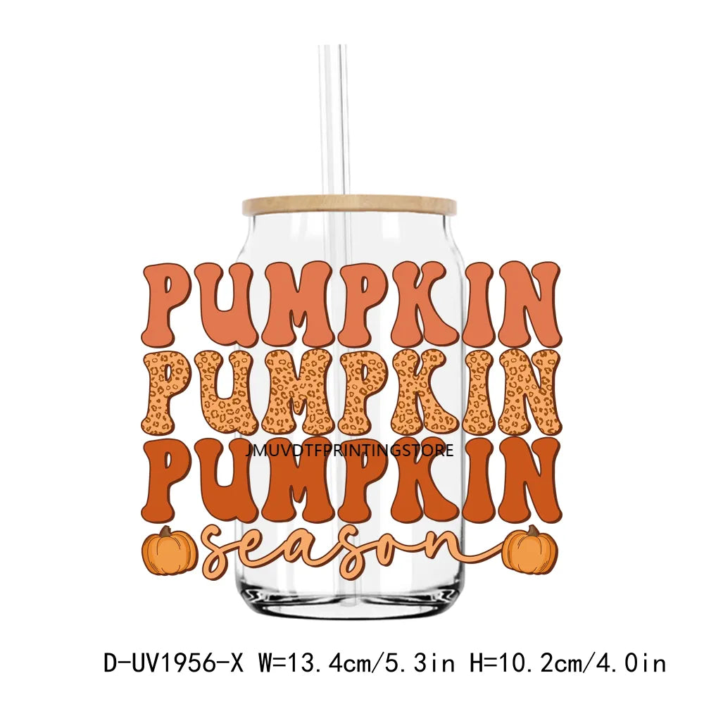 Hello Fall Babe Thanksgiving Mama Pumpkin UV DTF Transfers Stickers Decals For Libbey Cold Cups Mugs Tumbler Waterproof DIY Craf