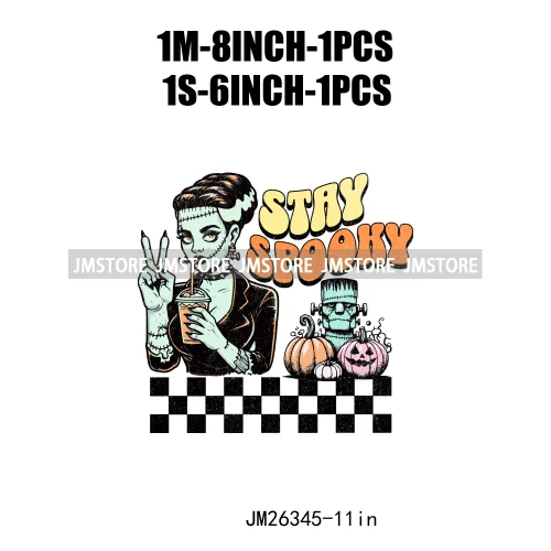 Funny Halloween Ghost Boogie Trick Or Treat Stay Spooky Printing Design DTF Iron On Transfer Stickers Ready To Press For Clothes