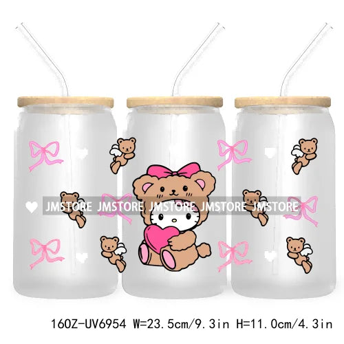 Cartoon Mouse Princess Friends 16OZ UV DTF Cup Wrap Transfers Stickers For Libbey Glass Can Cups Tumbler Waterproof Craft