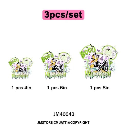 Happy Halloween Nightmare Cartoon Character Pumpkin Skeleton Iron on DTF Washable Transfers Stickers Ready to Press for T-shirts
