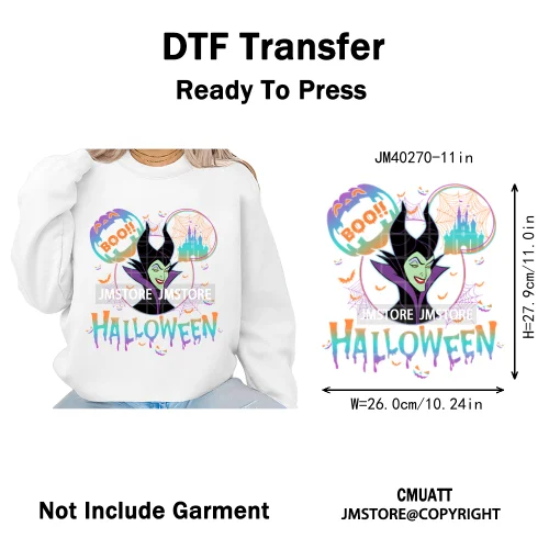 Waiting For Halloween Coquette Bad Girls Friends Wicty Logos Iron on DTF Washable Transfers Stickers Ready to Press for Clothing