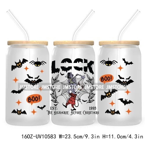 Horror Princess Halloween 16OZ UV DTF Cup Wrap Transfer Stickers Movie Killers Custom Labels For Libbey Glass Can Trick Or Treat