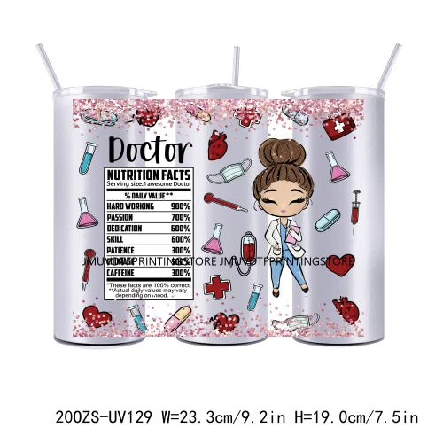 Nurse Doctor Healthcare Medical 20OZ UV DTF Straight Wrap Transfers Stickers Custom Labels DIY Waterproof Logo For Tumbler