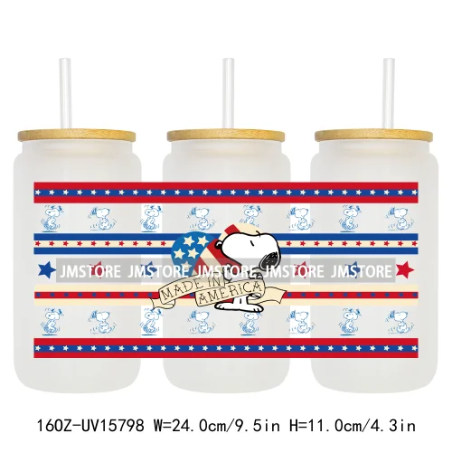 Cartoon Dogs Back To School UV DTF Wraps Transfer Sticker Selfadhesive Waterproof High Quality For 16OZ Libbey Glass Can Tumbler