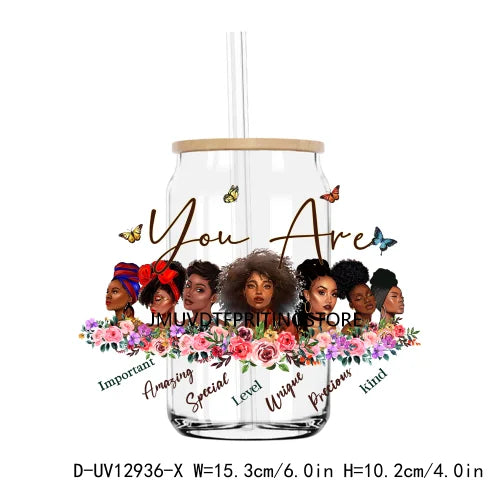 Dope Black Girl Blessed Mom Religious UV DTF Transfers Stickers Decals For Libbey Cold Cups Mugs Tumbler Waterproof DIY Craft