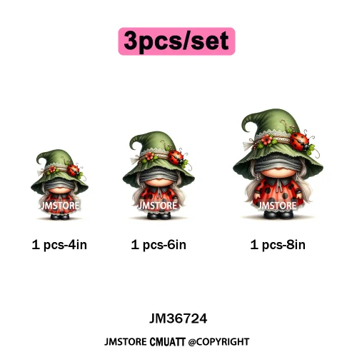 Spooky Scary Witch Girly Animal Flower Strawberry Gnomes Iron on DTF Washable Transfers Stickers Ready to Press for Hoodies Bags