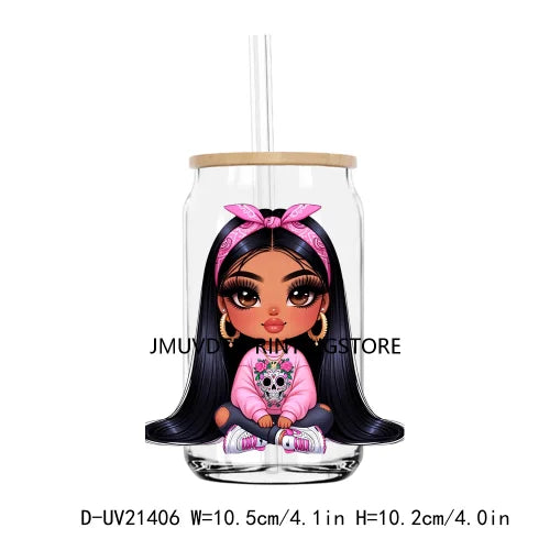 Chibi Cute Chicana Woman UV DTF Transfers Stickers Decals For Libbey Cold Cups Mugs Tumbler Waterproof DIY Logo Mexican Girls