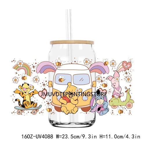 Hot Sale Movies Cartoon Princess UV DTF Sticker For 16OZ Libbey Glass Cup Can Wrap Transfer Sticker Custom Labels DIY Logo Kids