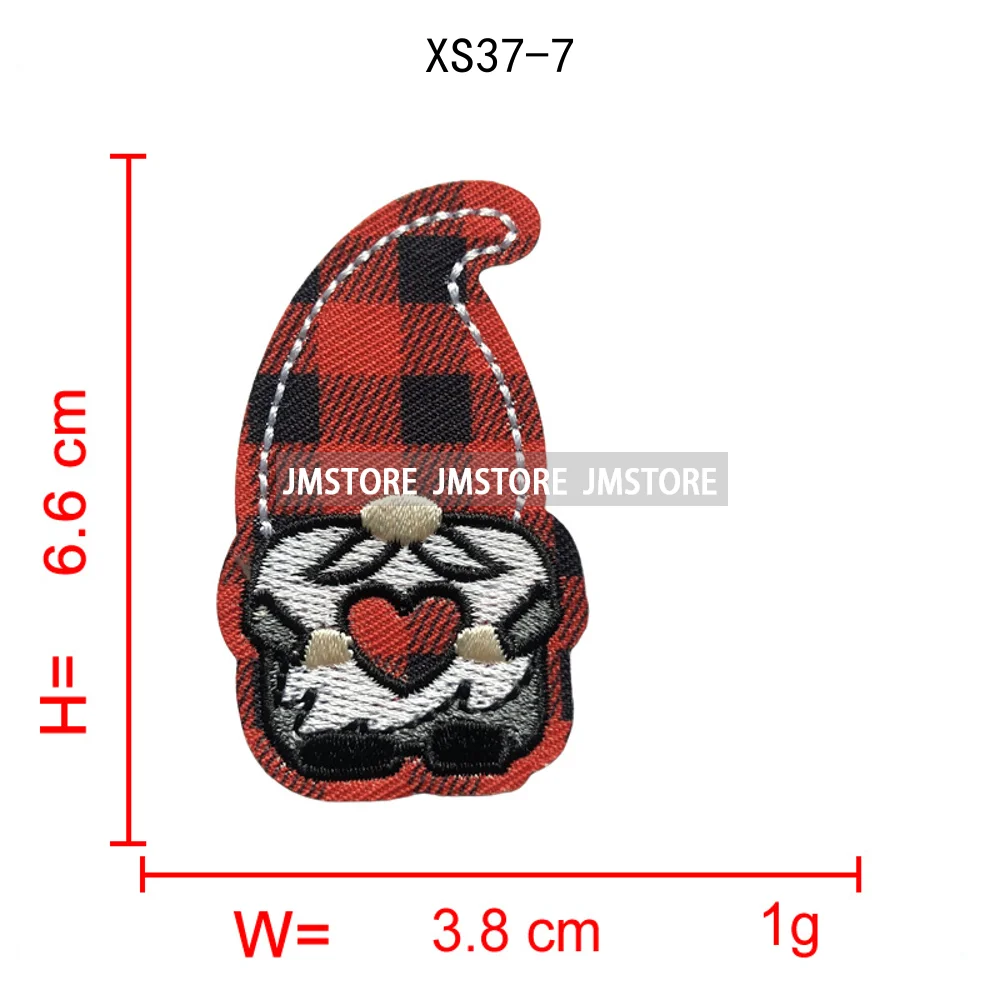 Red Checkered Christmas Icons Cozy Winter Season Lover Festive Decoration Embroidery Appliques Iron on Patches for Clothes Bags