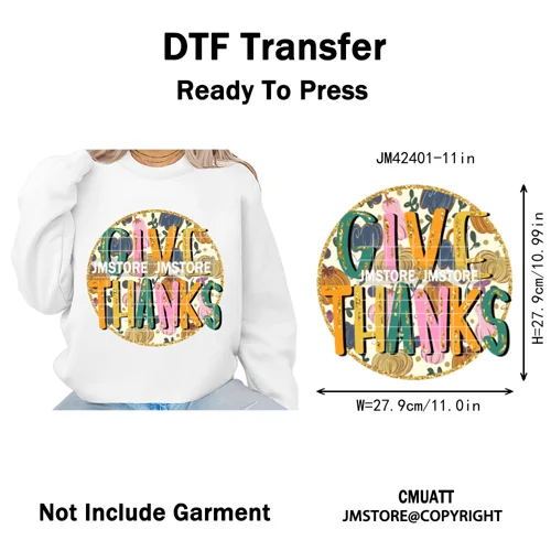 Trendy Give Thanks Coquette Gobble Turkey Bow Girly Fall Blessed Iron on DTF Heat Transfers Stickers Ready to Press for Clothing