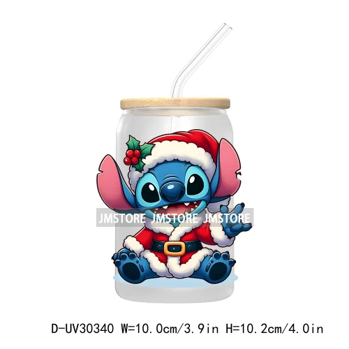 Merry Christmas Cartoon Mouse And Friends UV DTF Transfer Stickers Decals For Libbey Cold Cups Mugs Tumbler Xmas Bear Candy Cane