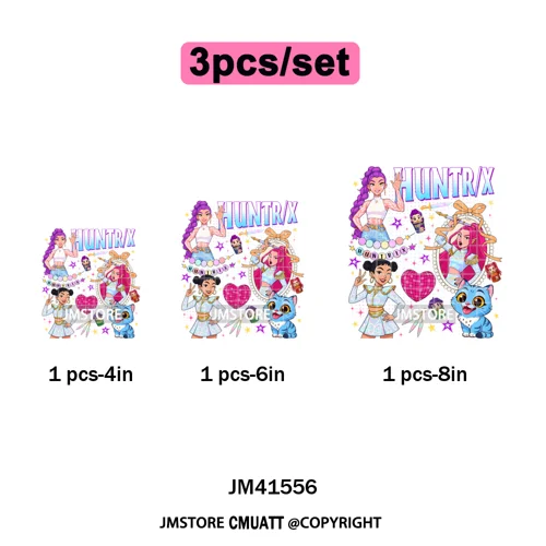 Cute Blue Tiger Idol Group Characters Kpop Halloween Pumpkin Iron on DTF Washable Transfers Stickers Ready to Press for Textile