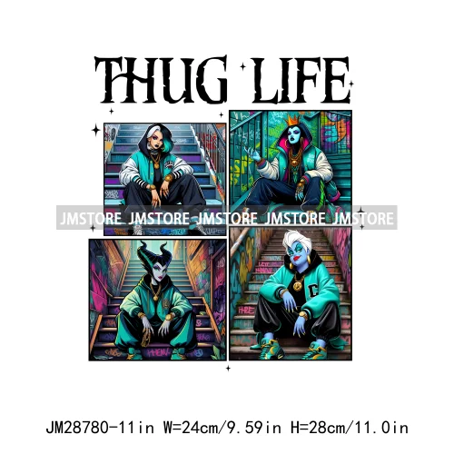 Thug Life Halloween Cartoon Character Scary Vibes Gangster Killer Decals Iron On DTF Transfer Sticker Ready To Press For Hoodies