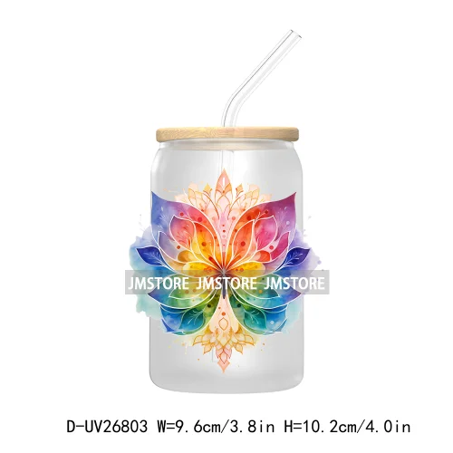 Yoga Serenity Art Mandalas Meditation UV DTF Transfers Stickers Decals For Libbey Cold Cups Mugs Tumbler Waterproof DIY Craft