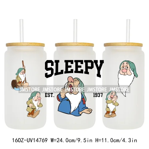 Beautiful Princess Cartoon Gnomes UV DTF Wraps Transfer Sticker Ready To Apply Waterproof Logo For 16OZ Libbey Glass Can Tumbler