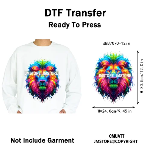 12in Urban Gangster Rich Money Lion Beats Shark Vibes Iron on DTF Thermal Transfers Stickers Ready to Press for T-shirts Bags