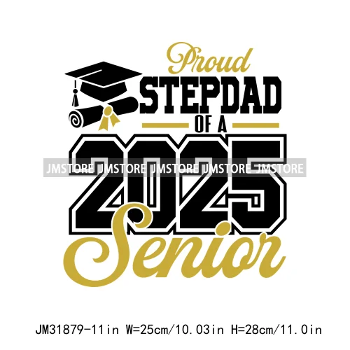 High School Graduation Proud Mom Of Senior 2025 Letters Iron On DTF Heat Transfers Stickers Ready To Press For T-shirts Bags