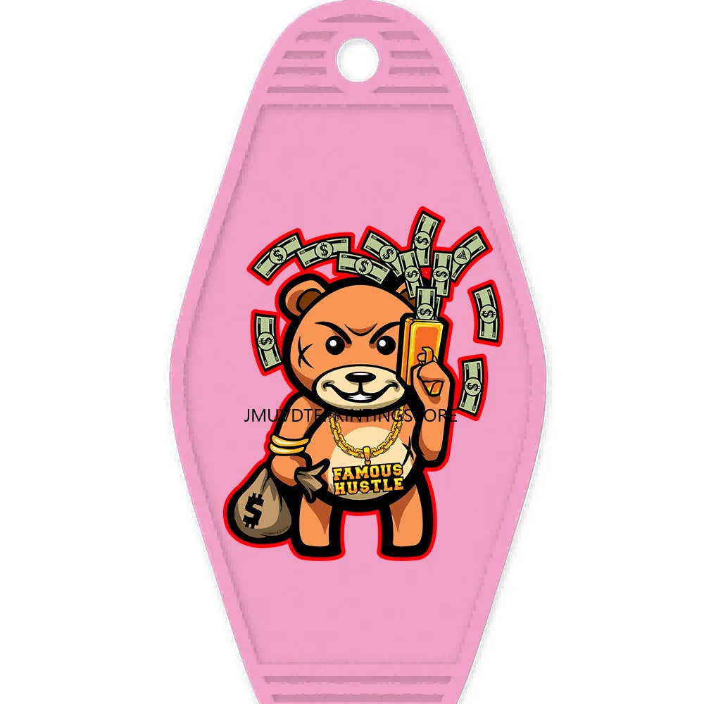 Heartless Teddy Bear High Quality WaterProof UV DTF Sticker For Motel Hotel Keychain Hustle Hard Money Bears