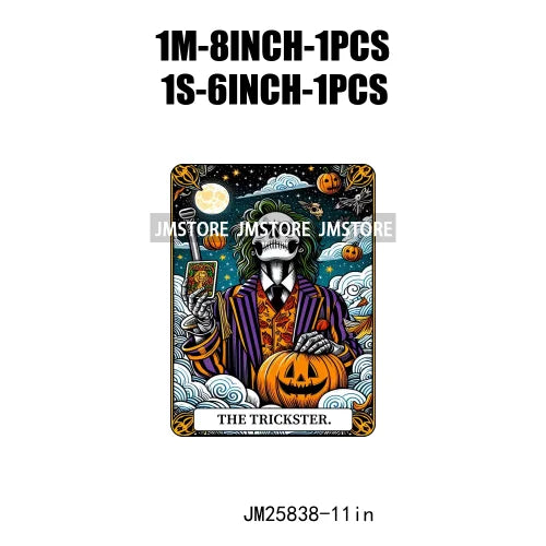 New Halloween Trickster Killer Scary Characters Tarot Cards Thermal Logos DTF Iron On Heat Press Transfers Stickers For Clothes