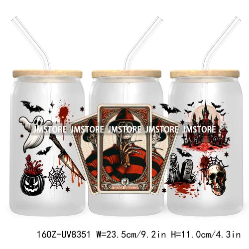 Ghostface Halloween Characters Tarot Card UV DTF Wraps Transfer Stickers Custom Labels Waterproof Logo For 16OZ  Libbey Cup Can